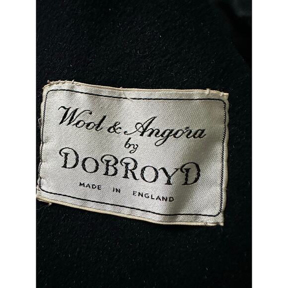 Vintage wool angora mink collar woman coat black gray DOBROYD retro overcoat S - Picture 3 of 16